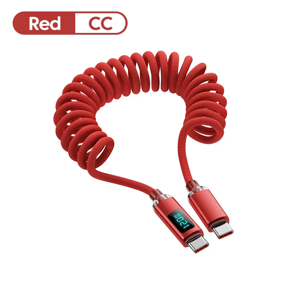 Câble de charge rétractable pour voiture 120 W avec écran numérique, connecteur USB-C vers USB-C, compatible Samsung et iPhone 16 10