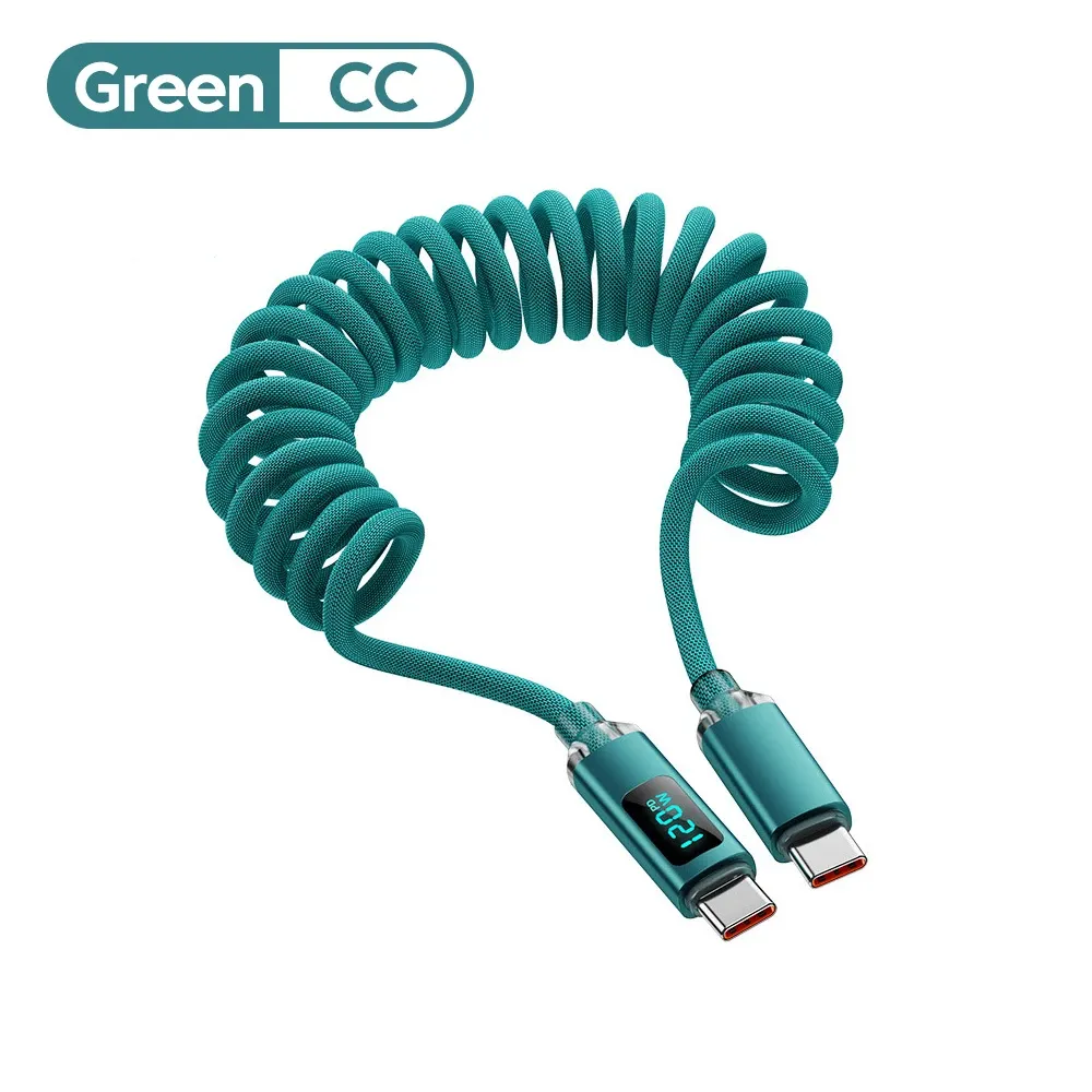 Câble de charge rétractable pour voiture 120 W avec écran numérique, connecteur USB-C vers USB-C, compatible Samsung et iPhone 16 9