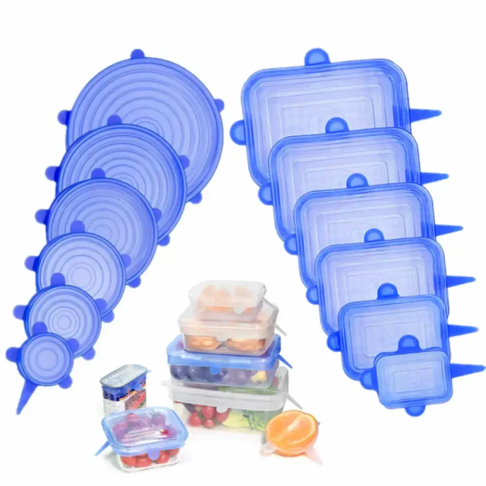 Couvercles extensibles en silicone réutilisables, lot de 6 ou 12 pièces, qualité alimentaire, pour bols et casseroles 4