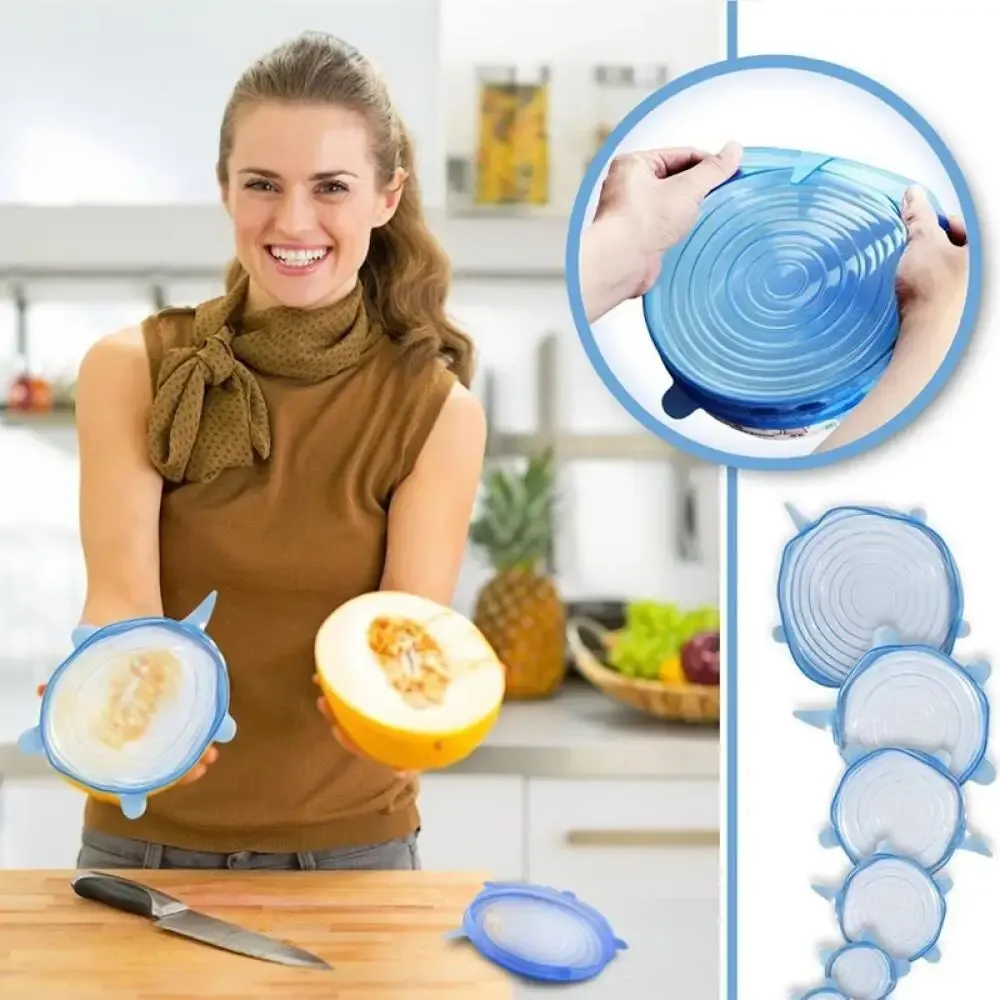 Couvercles extensibles en silicone réutilisables, lot de 6 ou 12 pièces, qualité alimentaire, pour bols et casseroles 5