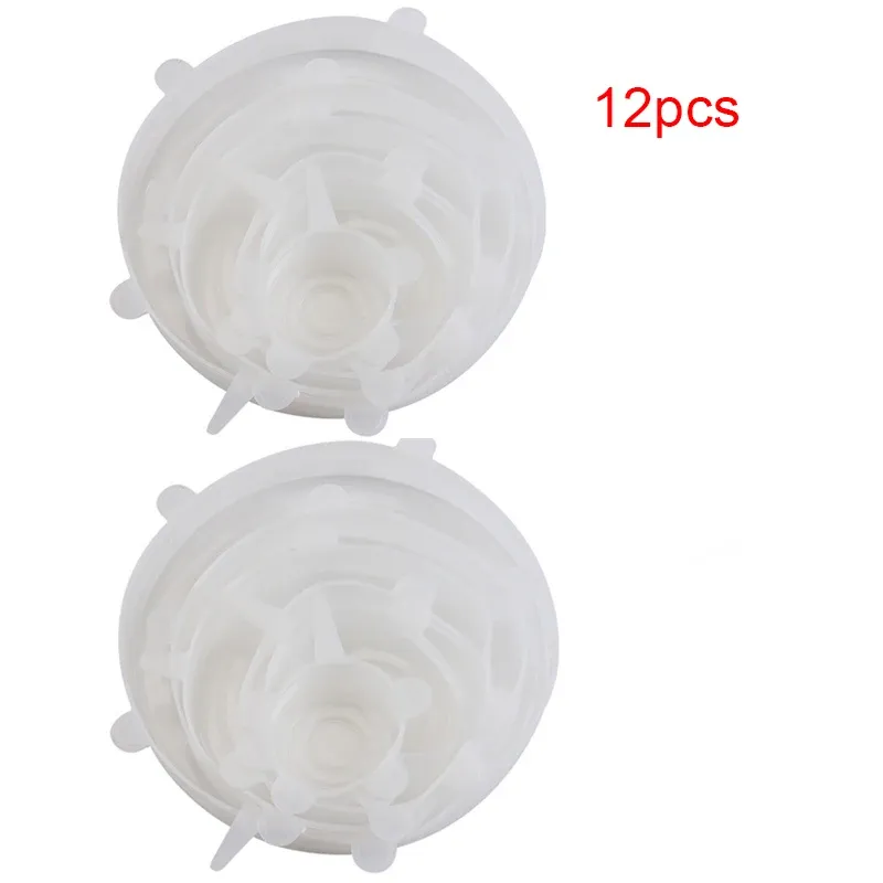 Couvercles extensibles en silicone réutilisables, lot de 6 ou 12 pièces, qualité alimentaire, pour bols et casseroles 13