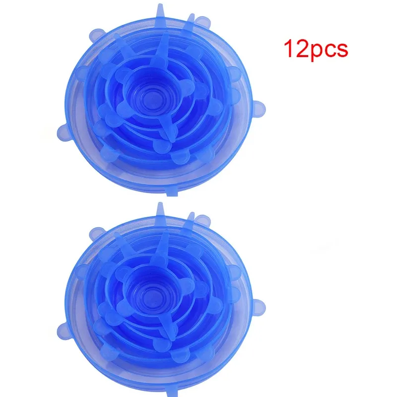 Couvercles extensibles en silicone réutilisables, lot de 6 ou 12 pièces, qualité alimentaire, pour bols et casseroles 14