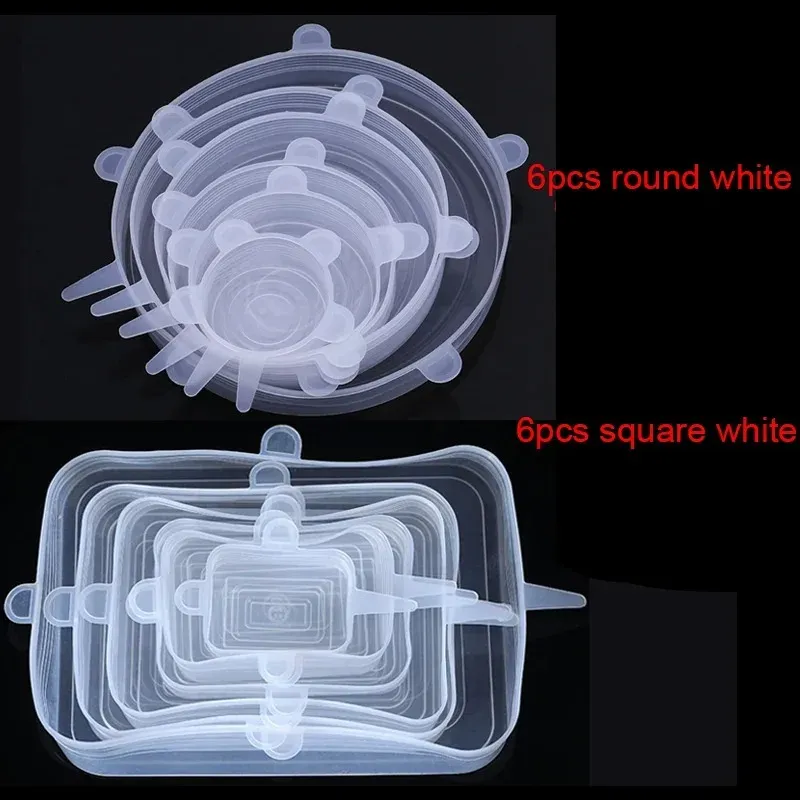 Couvercles extensibles en silicone réutilisables, lot de 6 ou 12 pièces, qualité alimentaire, pour bols et casseroles 15
