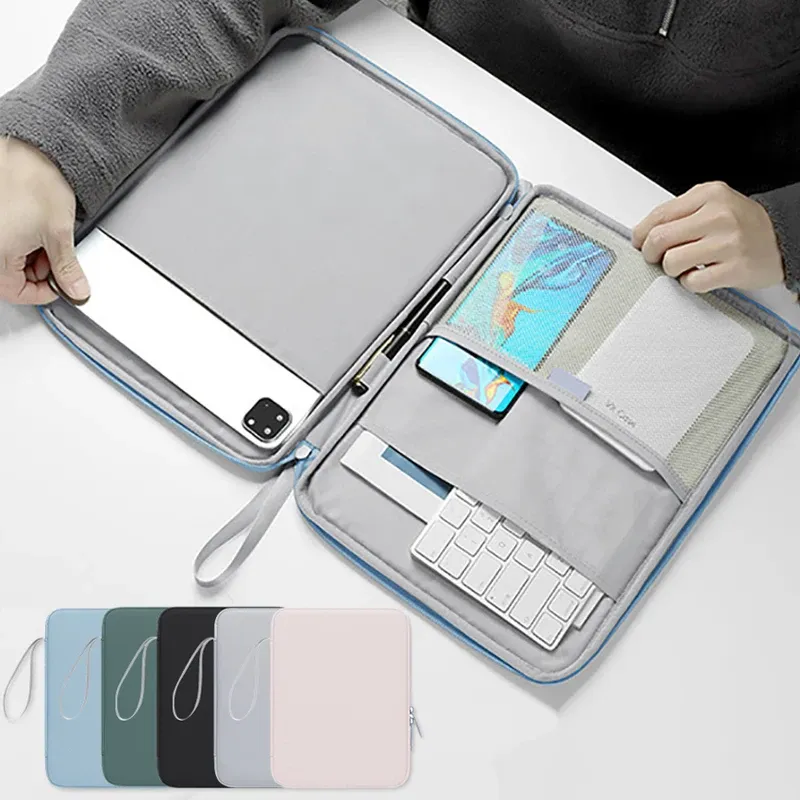 Housse à manches pour tablette 10,9 et 12,9 pouces, étui antichoc avec pochette multi-poches
