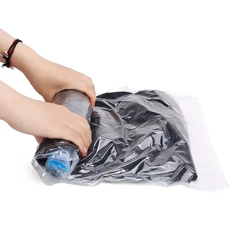Lot de 5 sacs de compression sous vide pour voyage, rangement compact et réutilisable, sans pompe, organiseurs étanches pour vêtements et bagages 6