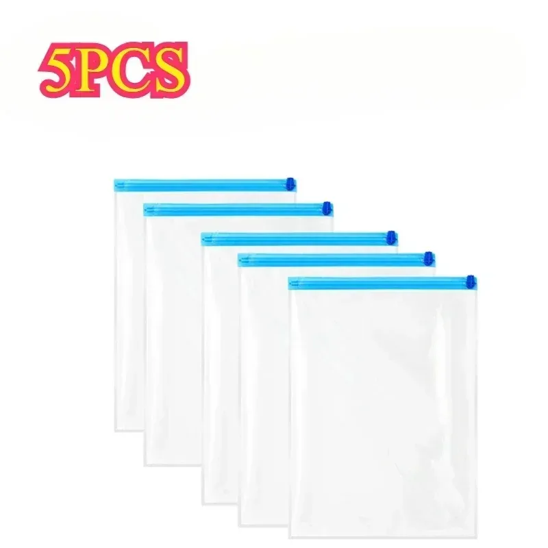 Lot de 5 sacs de compression sous vide pour voyage, rangement compact et réutilisable, sans pompe, organiseurs étanches pour vêtements et bagages 8