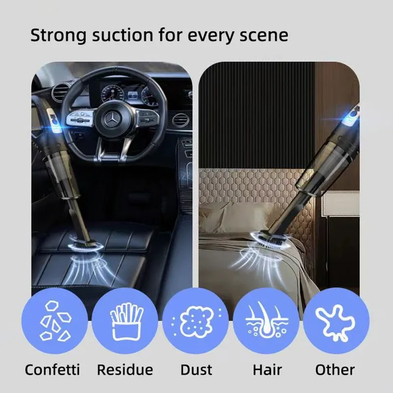 Aspirateur à main polyvalent pour voiture, puissante aspiration, rechargeable, double usage, petit aspirateur sans fil pour voiture et maison 2