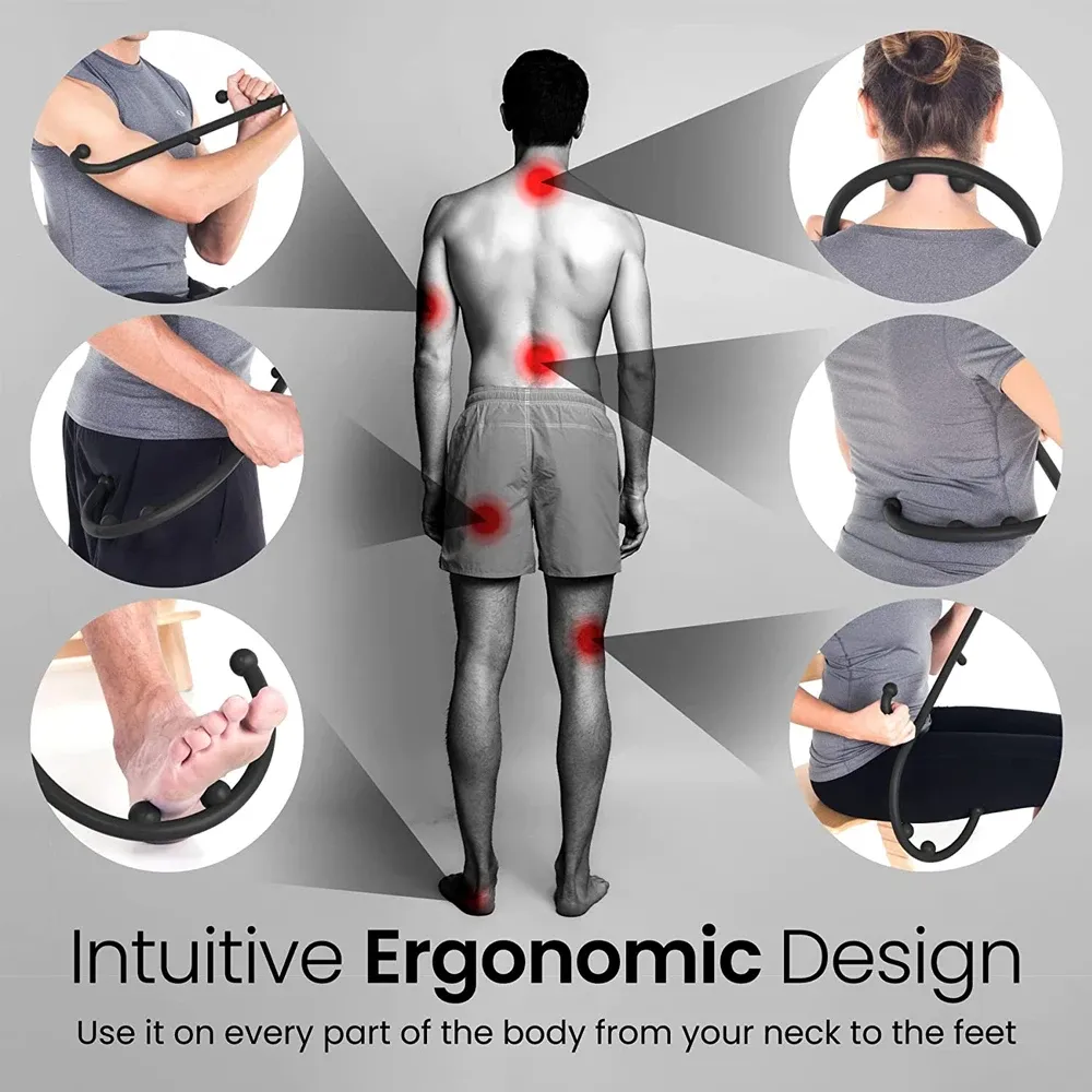 Masseur de dos, de cou et de pieds pour le soulagement des douleurs liées à la fibromyalgie, des points de déclenchement et la thérapie d'automassage, grattoir de dos à crochet 5