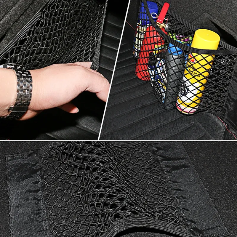 Sac de rangement en maille pour coffre de voiture, 40/50/60/80 x 25 cm, avec filet pour porte-bagages, organisateur en nylon 6