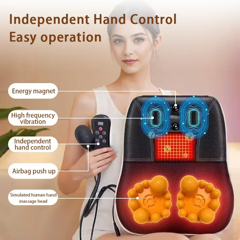 Oreiller de massage Shiatsu électrique pour la tête, le cou et le dos, avec chauffage et vibrations, pour voiture et domicile 3