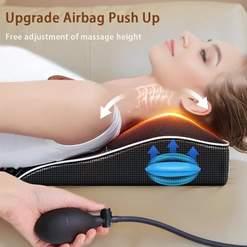 Oreiller de massage Shiatsu électrique pour la tête, le cou et le dos, avec chauffage et vibrations, pour voiture et domicile 2