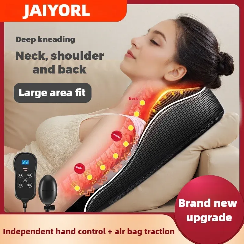 Oreiller de massage Shiatsu électrique pour la tête, le cou et le dos, avec chauffage et vibrations, pour voiture et domicile