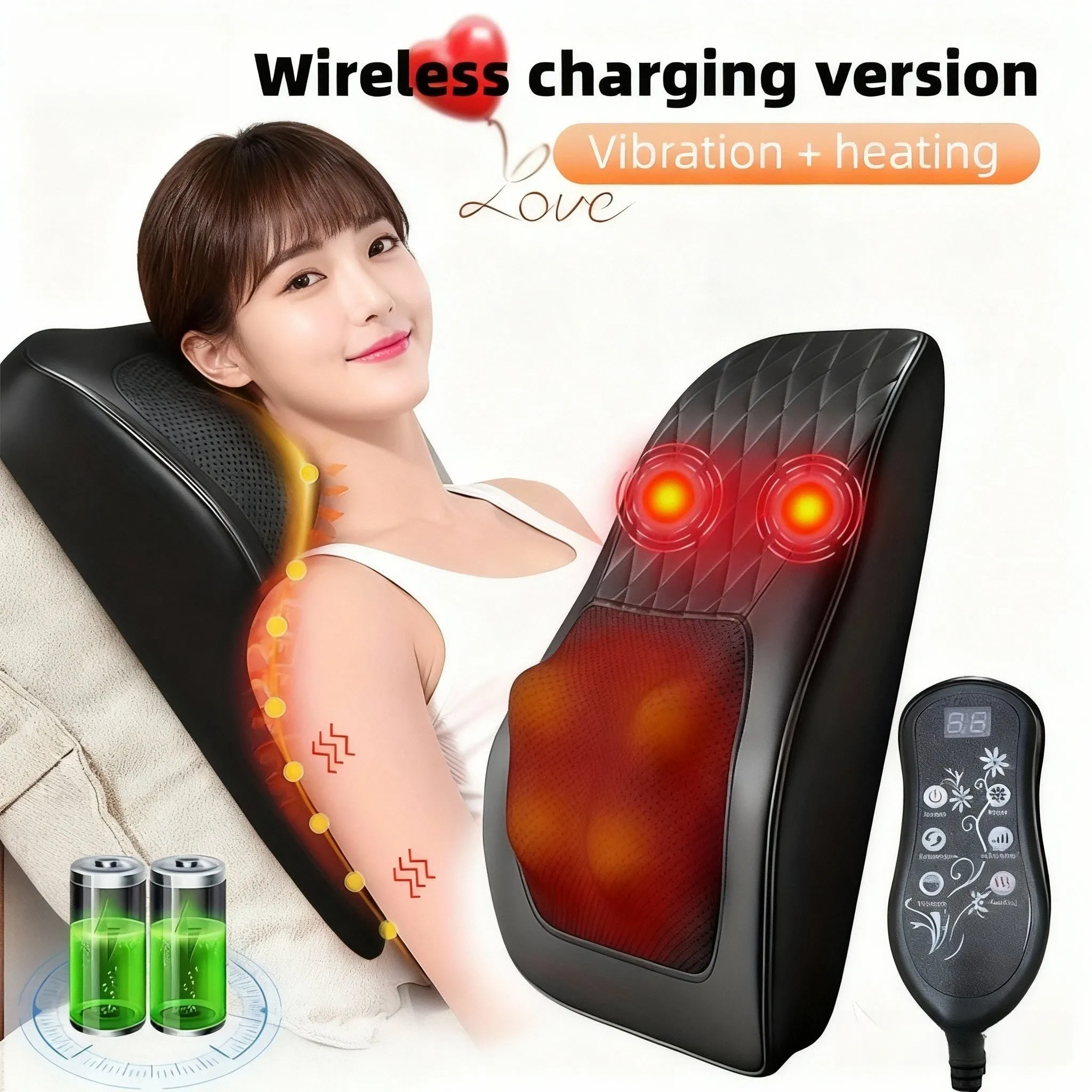 Oreiller de massage Shiatsu électrique pour la tête, le cou et le dos, avec chauffage et vibrations, pour voiture et domicile 11