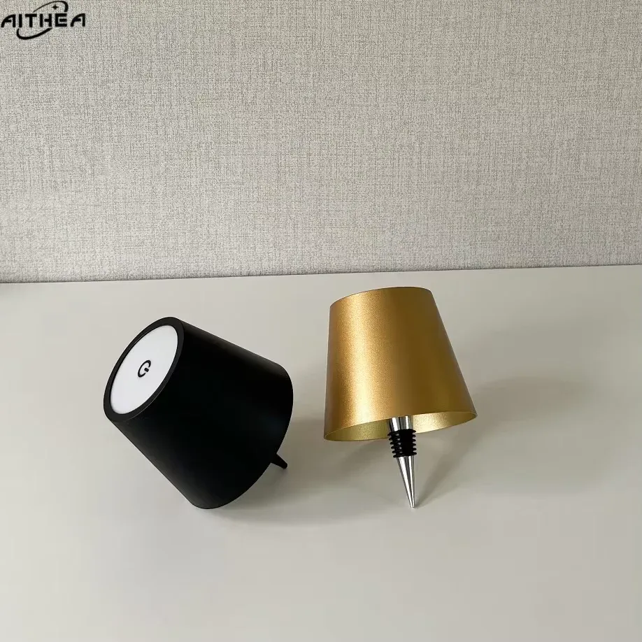 Lampe de table sans fil AITHEA à LED pour bouteille de vin, rechargeable, avec interrupteur tactile, veilleuse décorative pour cafés, bars et restaurants 4