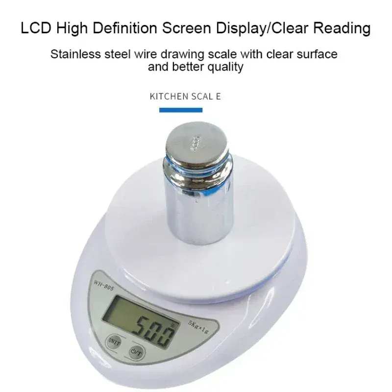 Balance de cuisine électronique portable 5 kg / 1 g à écran LCD 3