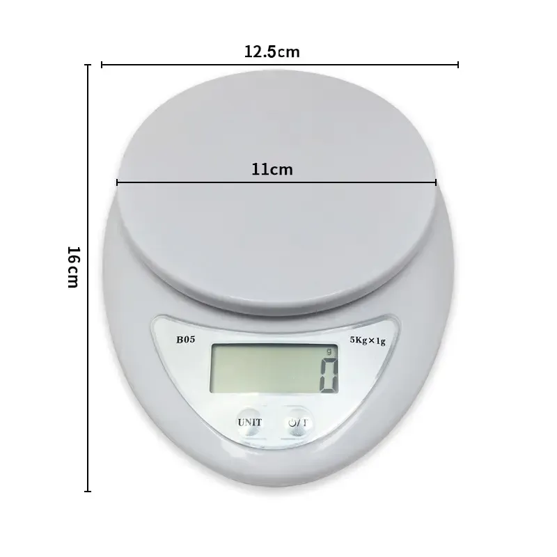 Balance de cuisine électronique portable 5 kg / 1 g à écran LCD 6