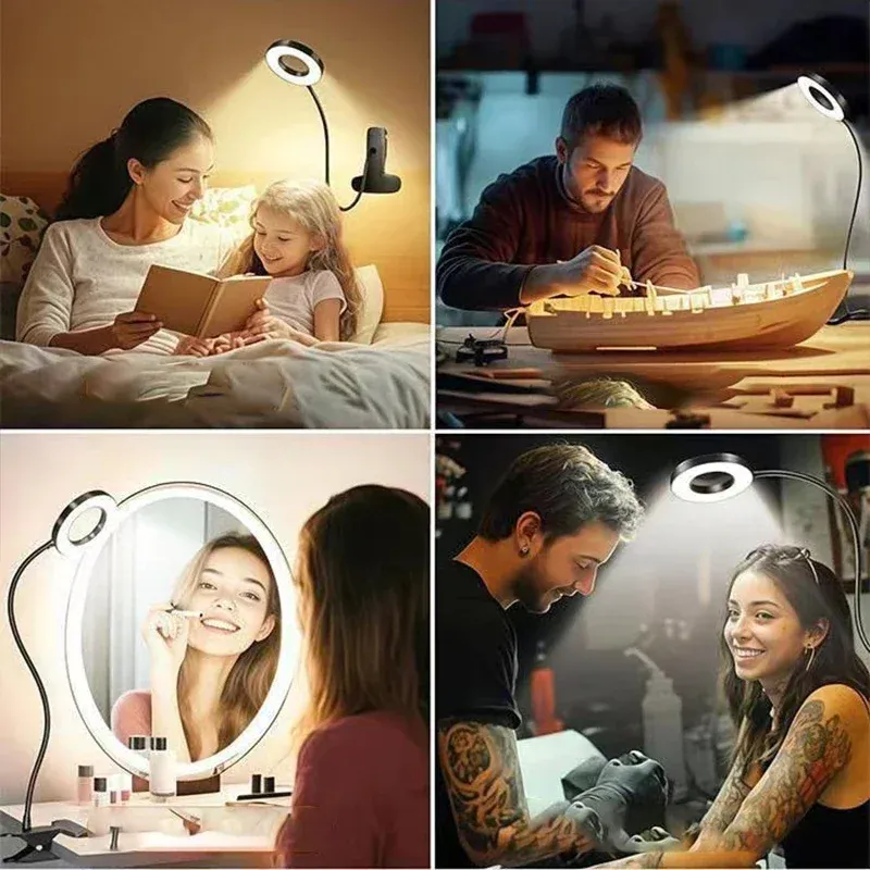 Lampe à pince éclairant une zone de travail créative