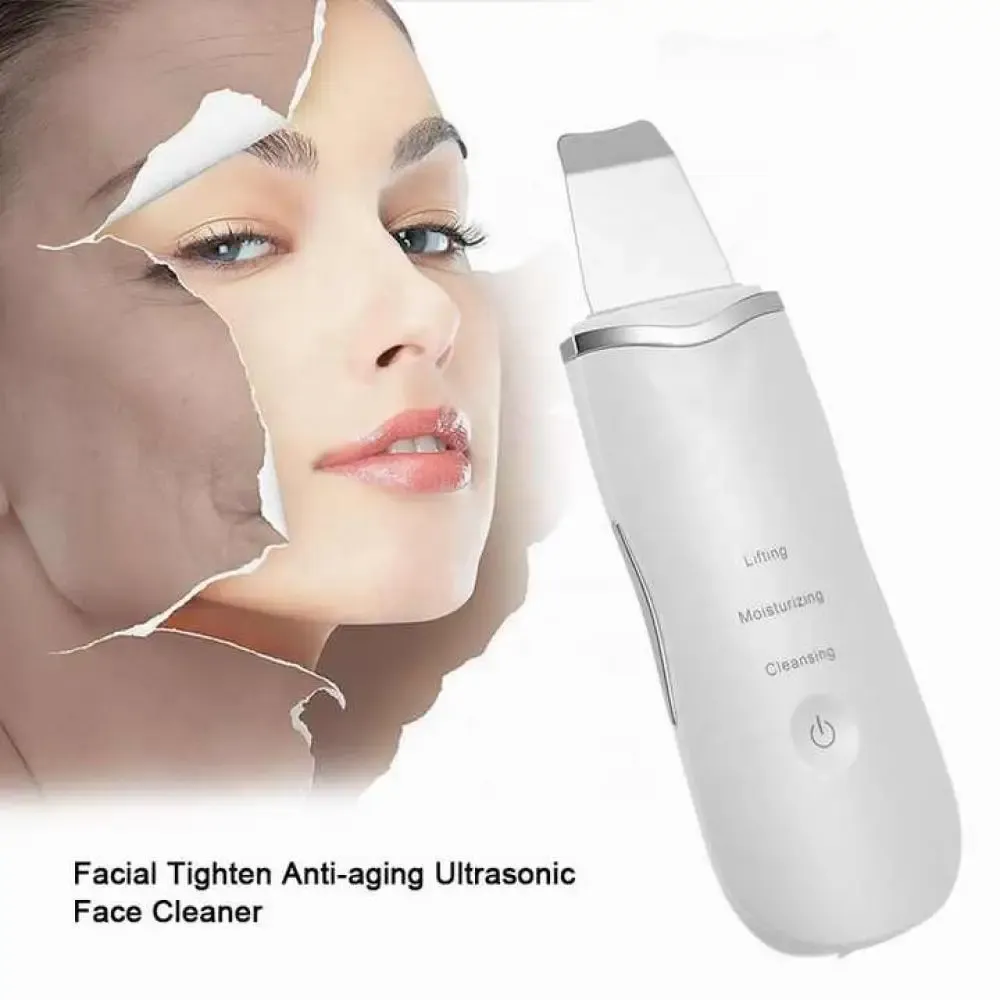 Nettoyeur facial à ultrasons, appareil de nettoyage en profondeur à vibrations, spatule exfoliante pour le visage, extracteur de points noirs, masseur facial - Image 1
