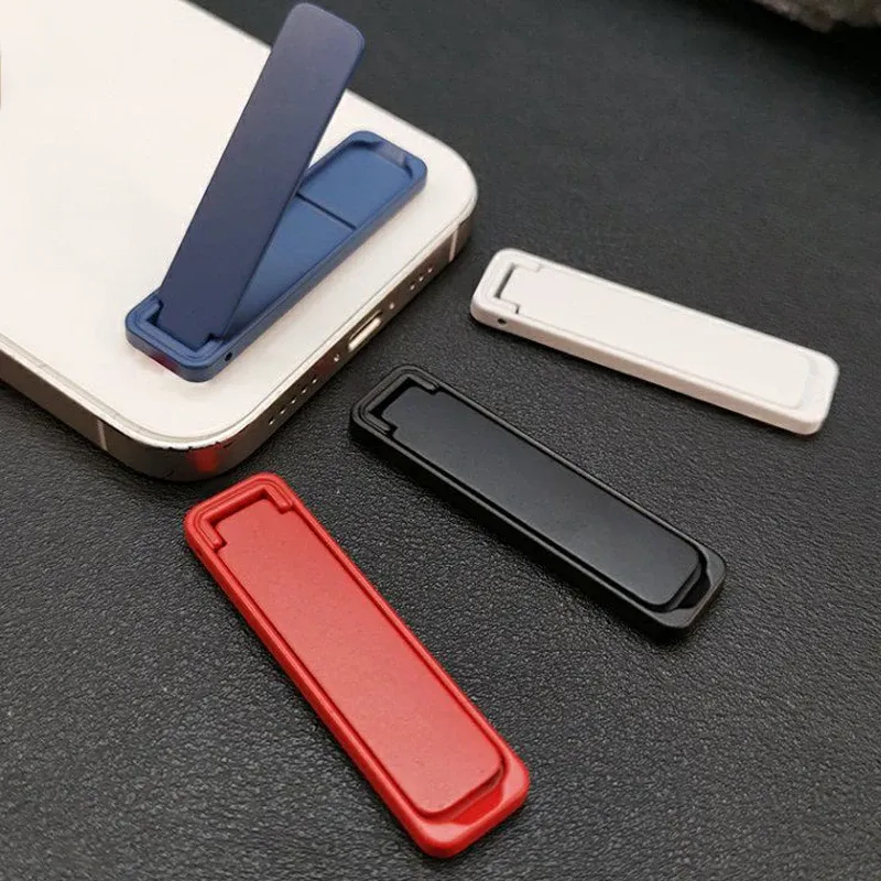 Mini Support de Bureau Pliable Ultra-Fin en Métal pour Téléphone Portable, Adhésif Invisible au Dos
