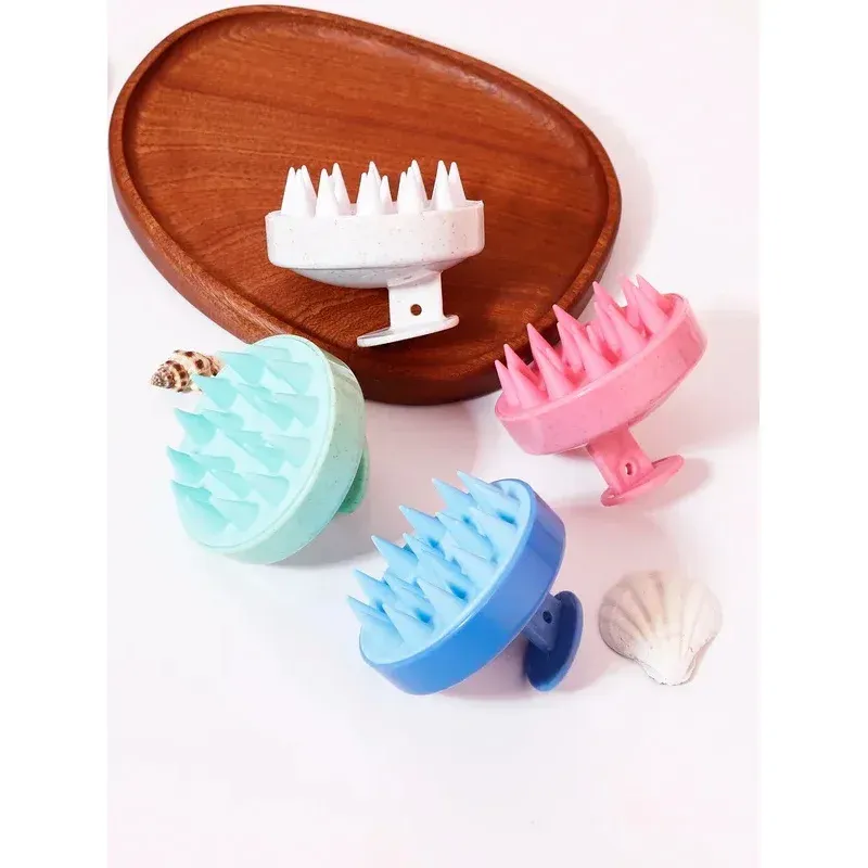 Brosse de massage du cuir chevelu en silicone souple, multifonction, pour le lavage des cheveux et le massage corporel 2