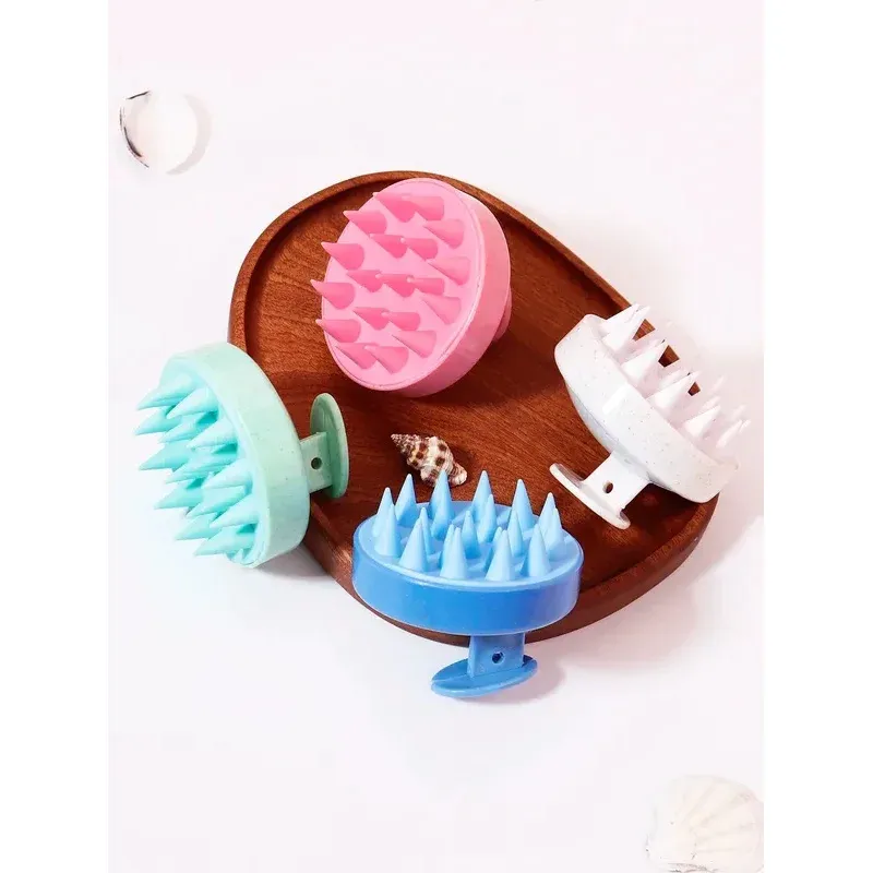 Brosse de massage du cuir chevelu en silicone souple, multifonction, pour le lavage des cheveux et le massage corporel 3