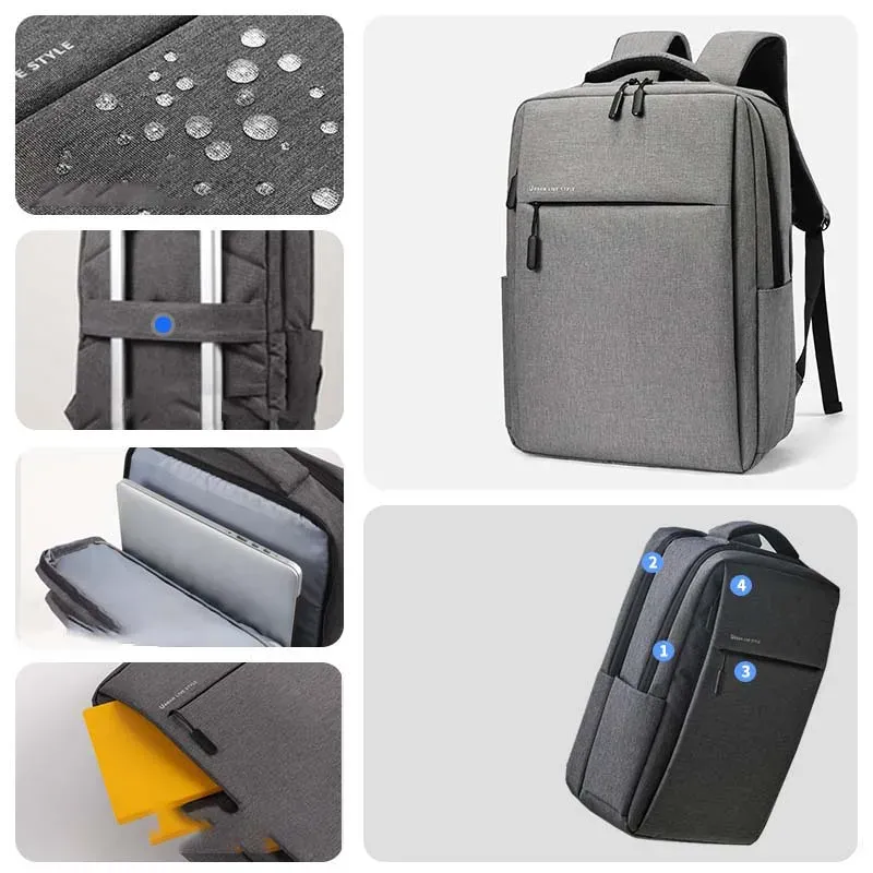 Sac à dos pour ordinateur portable 17,3 pouces, grande capacité, étanche, multi-poches pour hommes 6