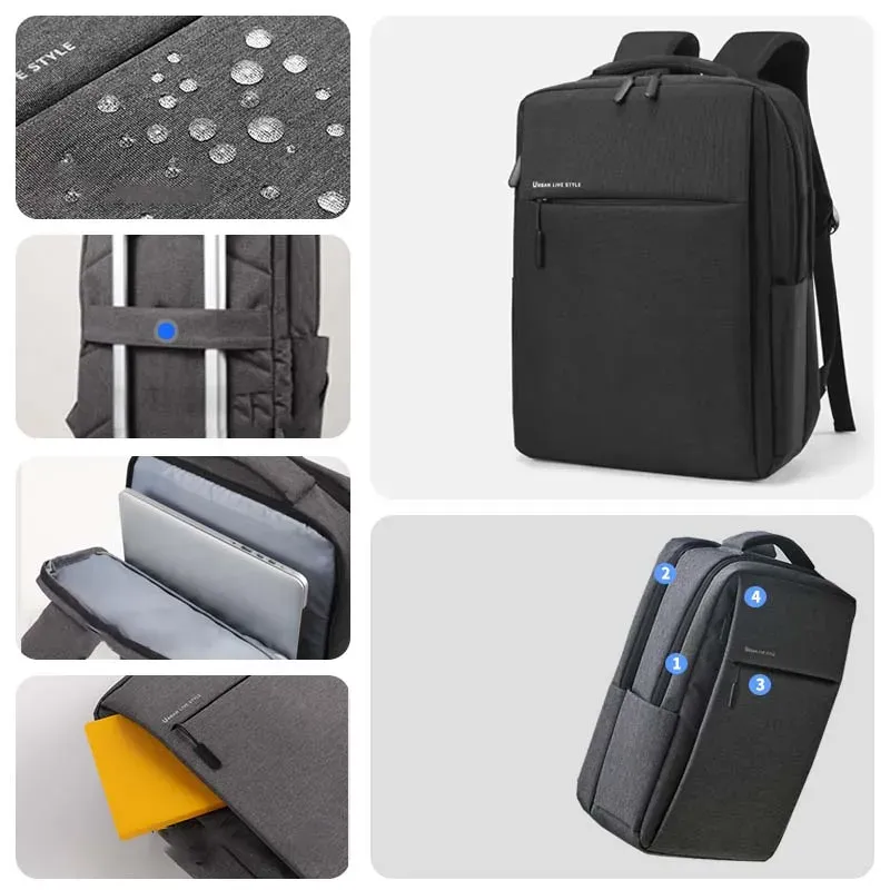 Sac à dos pour ordinateur portable 17,3 pouces, grande capacité, étanche, multi-poches pour hommes 9
