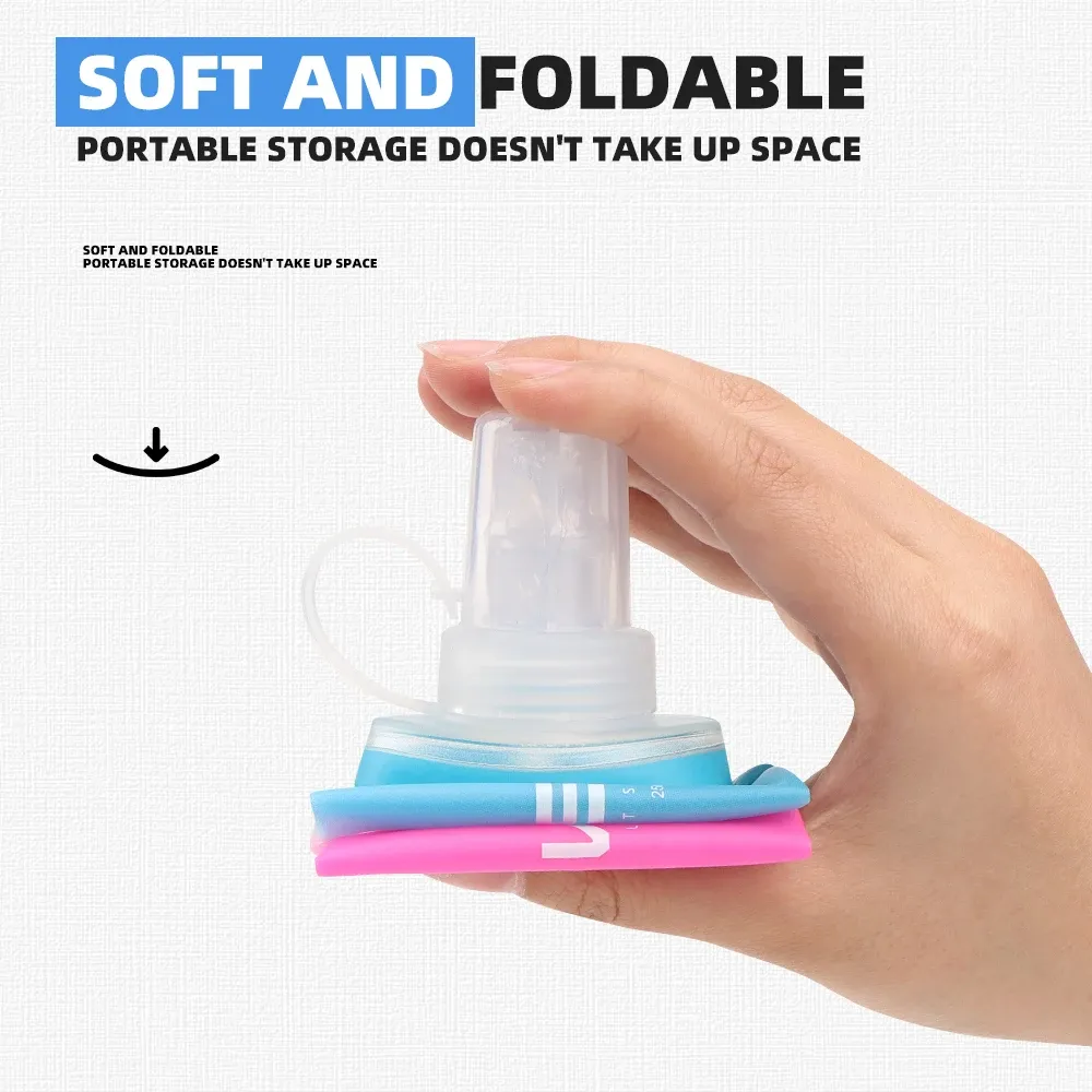 Gourde de sport pliable en TPU, souple et portable à haut débit, idéale pour la course à pied, la randonnée, le vélo et le fitness 3