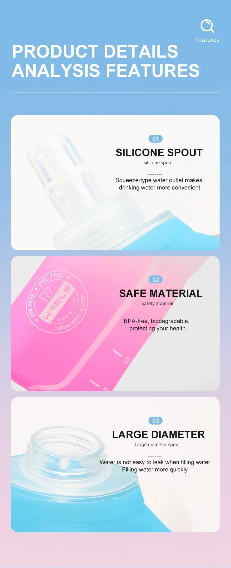 Gourde souple pliable en TPU, usage en extérieur