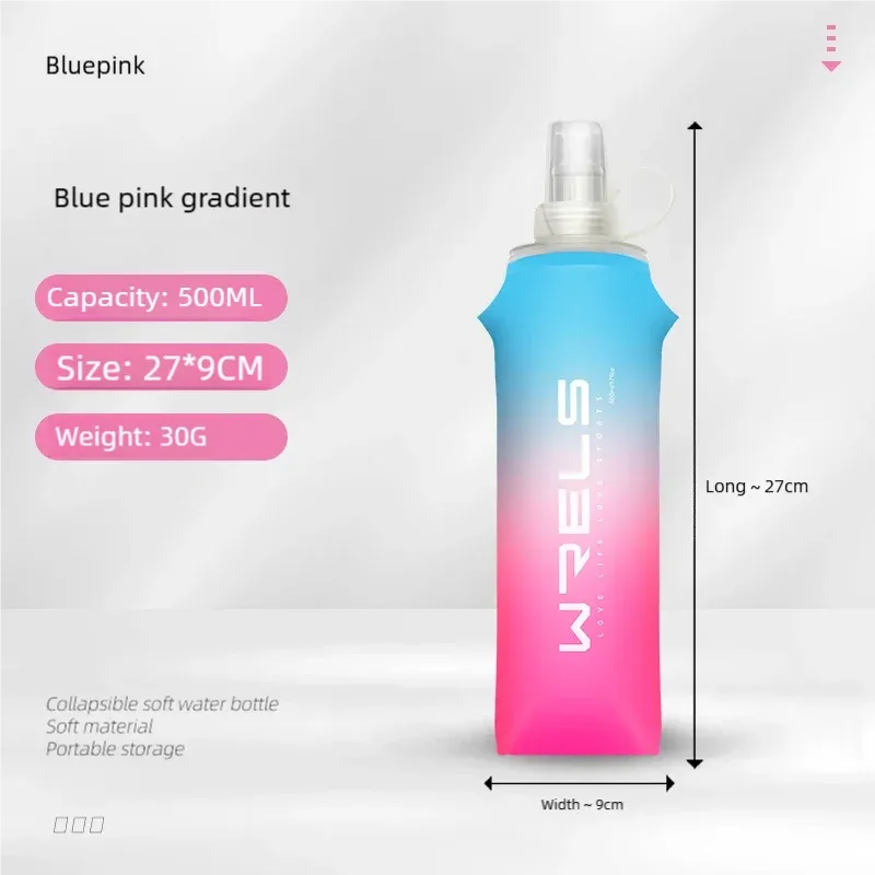 Gourde de sport pliable en TPU, souple et portable à haut débit, idéale pour la course à pied, la randonnée, le vélo et le fitness 9