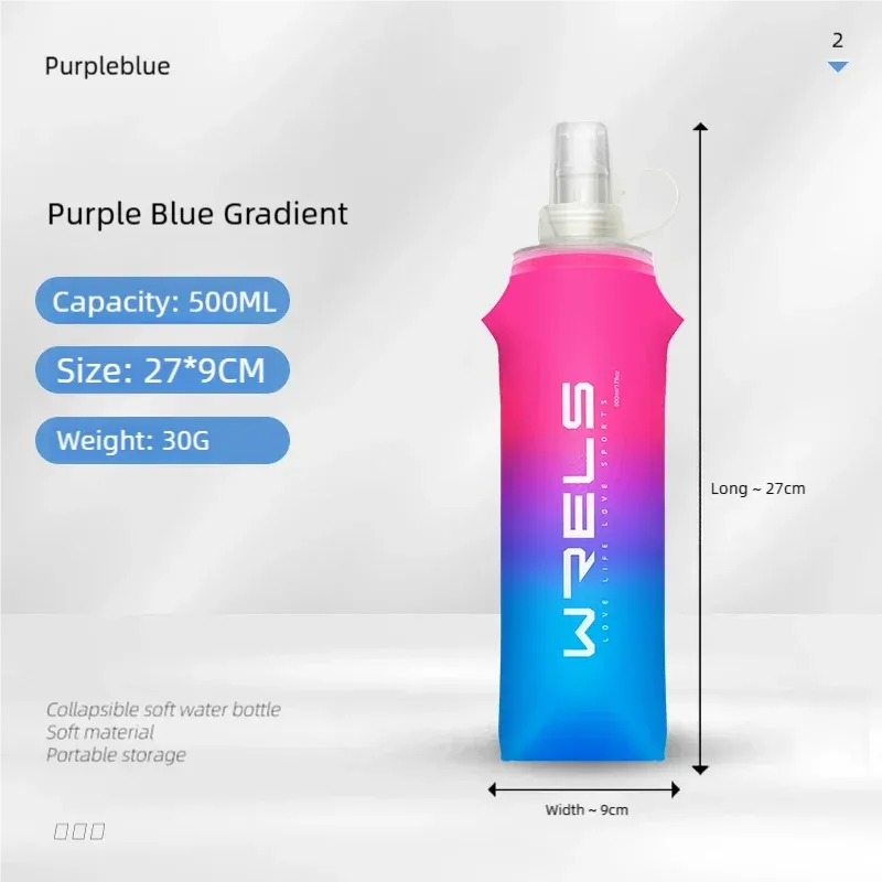 Gourde de sport pliable en TPU, souple et portable à haut débit, idéale pour la course à pied, la randonnée, le vélo et le fitness 8