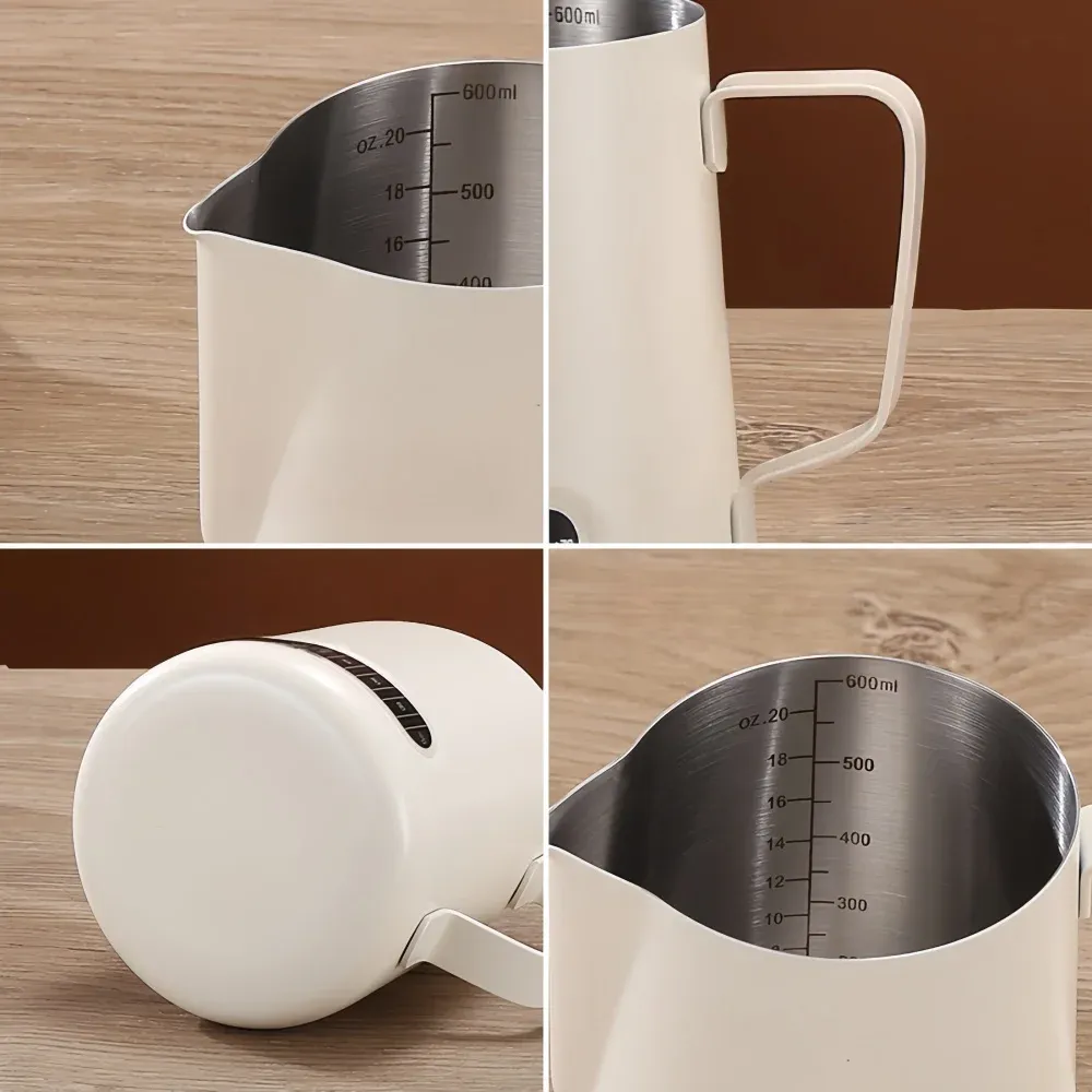Pichet à mousser pour café et lait en acier inoxydable avec indicateur de température et graduations de volume 4
