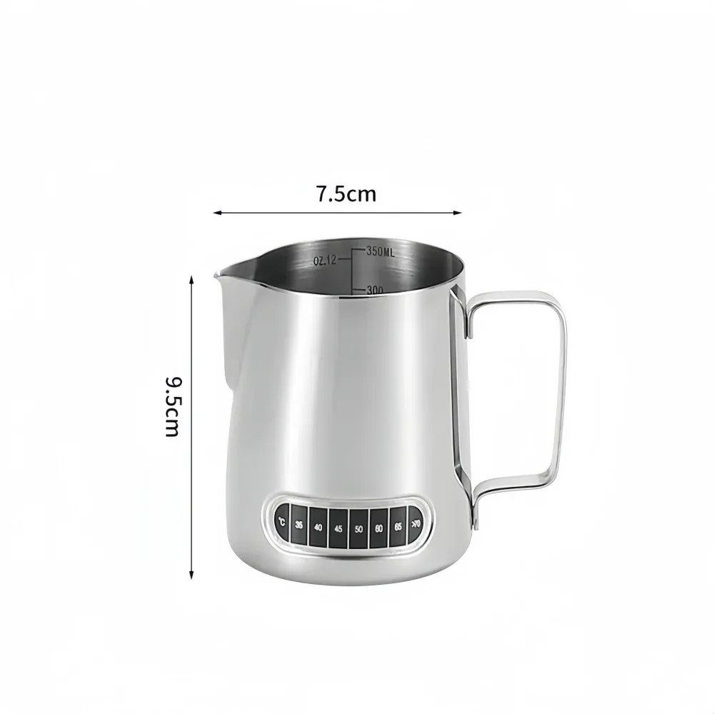 Pichet à mousser pour café et lait en acier inoxydable avec indicateur de température et graduations de volume 9