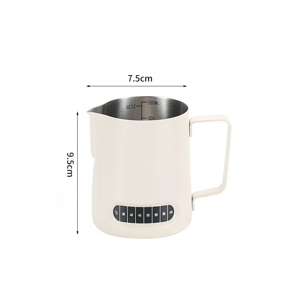 Pichet à mousser pour café et lait en acier inoxydable avec indicateur de température et graduations de volume 8