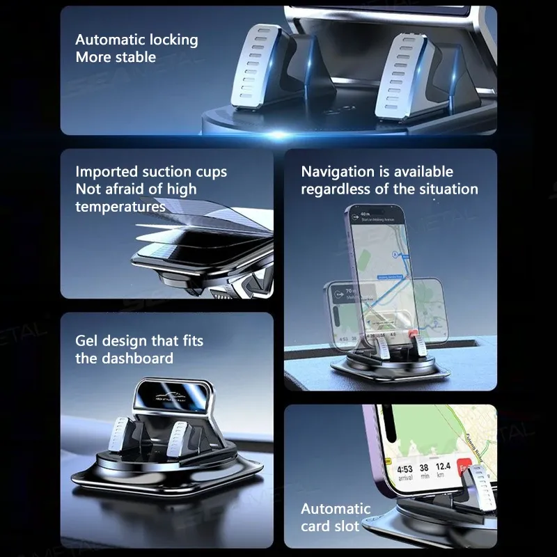 Support universel de téléphone pour voiture SEAMETAL, support antidérapant pour tableau de bord, support GPS pour voiture, compatible Xiaomi et iPhone 3
