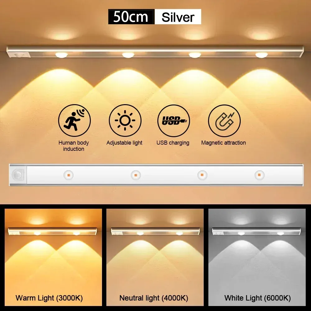 Veilleuse LED ultra fine à capteur de mouvement, sans fil et rechargeable par USB, idéale pour placard, cuisine et chambre 13