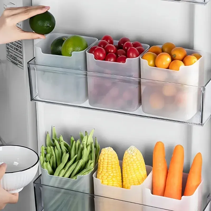 Boîtes de rangement pour réfrigérateur, lot de 5 : organisation des produits frais, légumes, fruits et épices 2