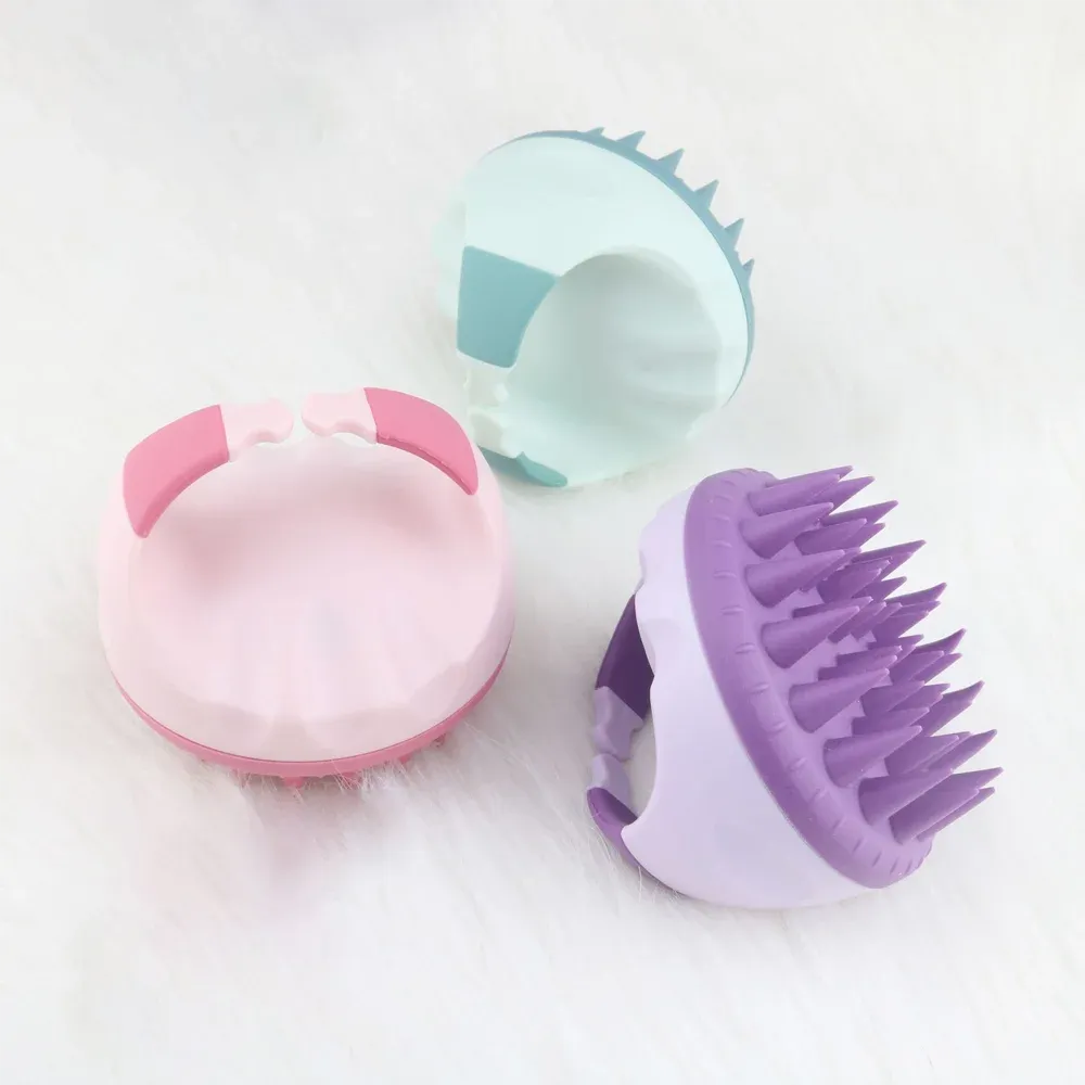 Brosse de massage en silicone pour cuir chevelu, shampooing doux, peigne spa, outil de salon de beauté 2
