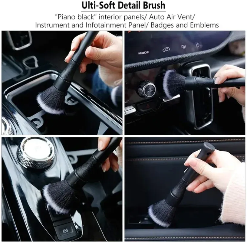 Kit de brosses de détailing pour voiture en fibre douce, avec outils de dépoussiérage électrostatique pour l'intérieur 5