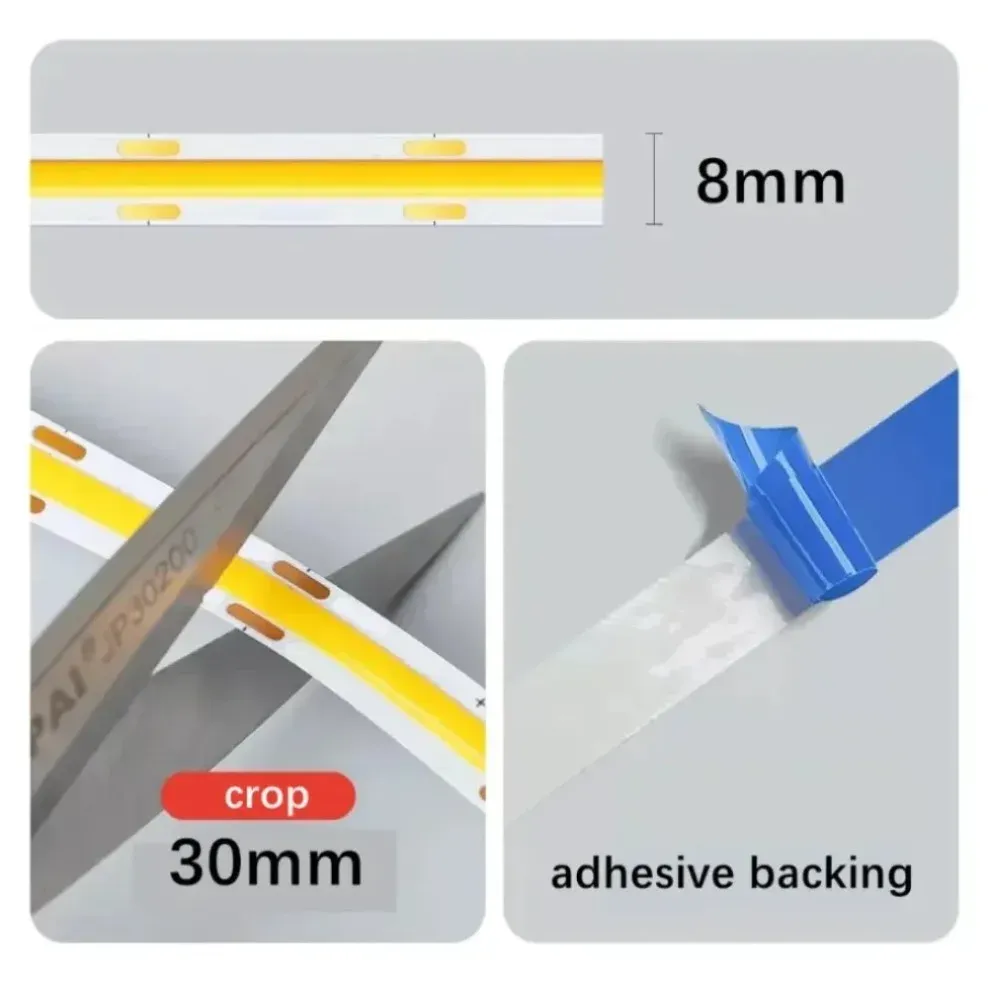 Bande LED COB 8 mm USB avec détecteur de mouvement, 3 modes d'éclairage et intensité variable 5