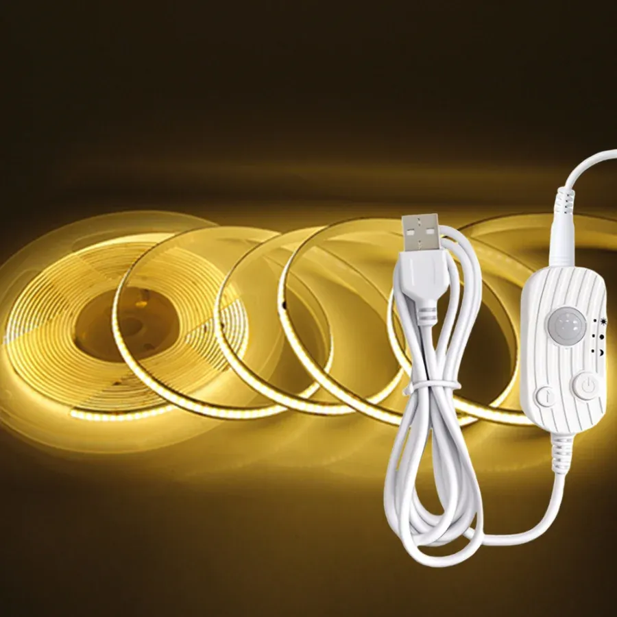 Bande LED COB 8 mm USB avec détecteur de mouvement, 3 modes d'éclairage et intensité variable 13