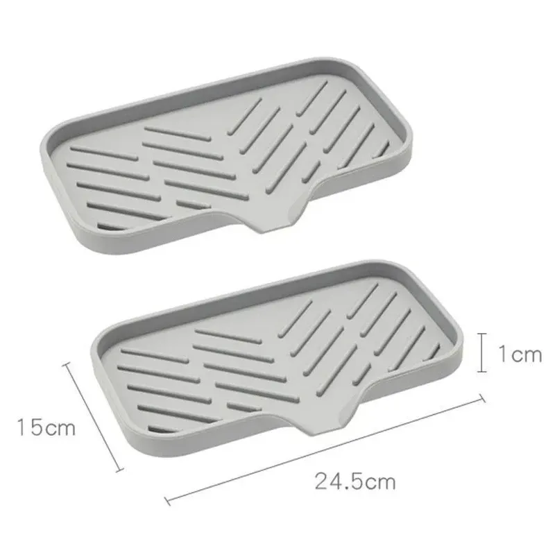 Plateau d'évier en silicone avec vidange et support d'éponge et de savon 7