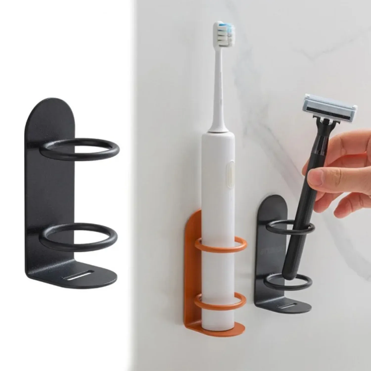 Support mural adhésif sans perçage pour brosse à dents et rasoir électrique, organisateur de salle de bain 6