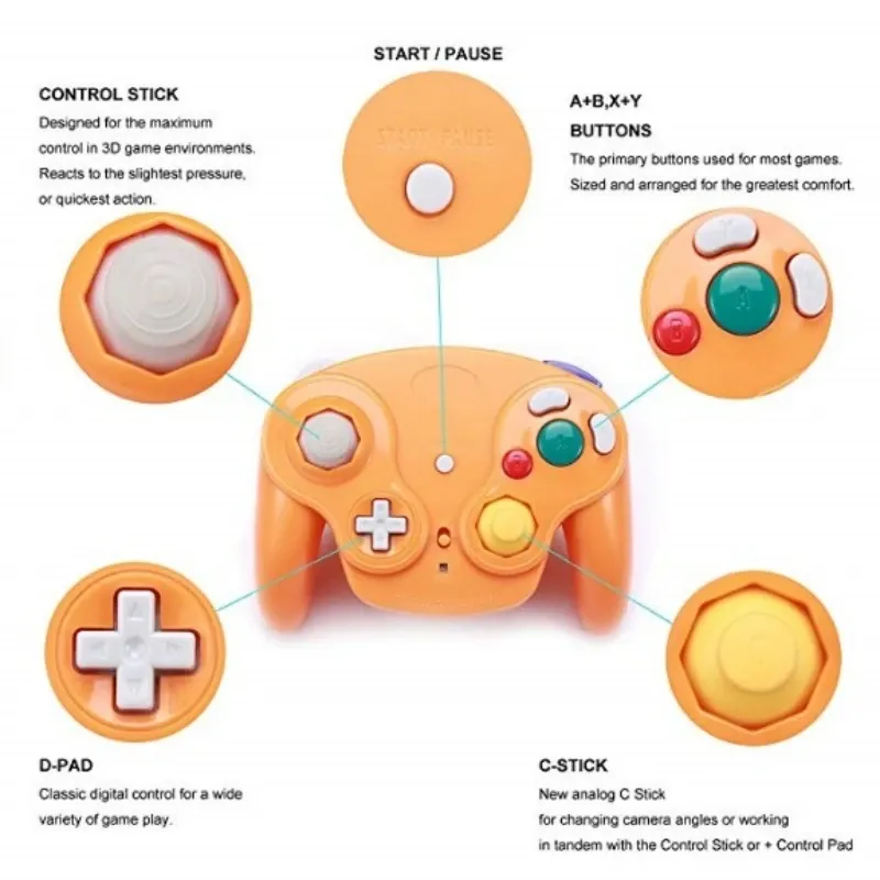Manette de jeu sans fil pour GameCube, design ergonomique