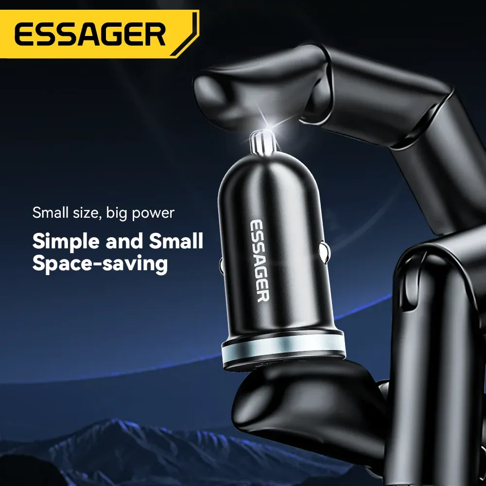 Chargeur de voiture USB-C Essager 30 W, charge rapide PD, QC 3.0 et SCP, 5 A 6