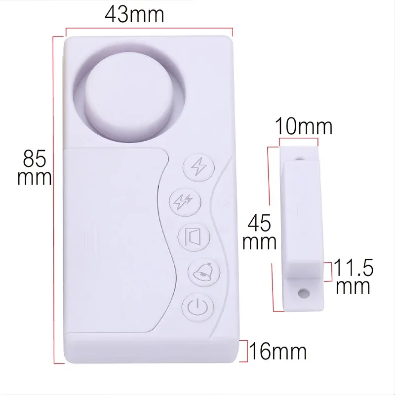 Alarme anti-cambriolage sans fil pour porte-fenêtre avec capteur magnétique, sirène 108 dB 6