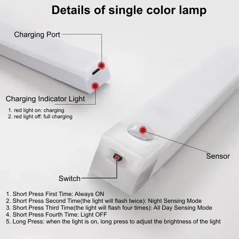 Lampe LED sans fil à détecteur de mouvement, rechargeable par USB, pour armoire, cuisine, chambre et escaliers 5