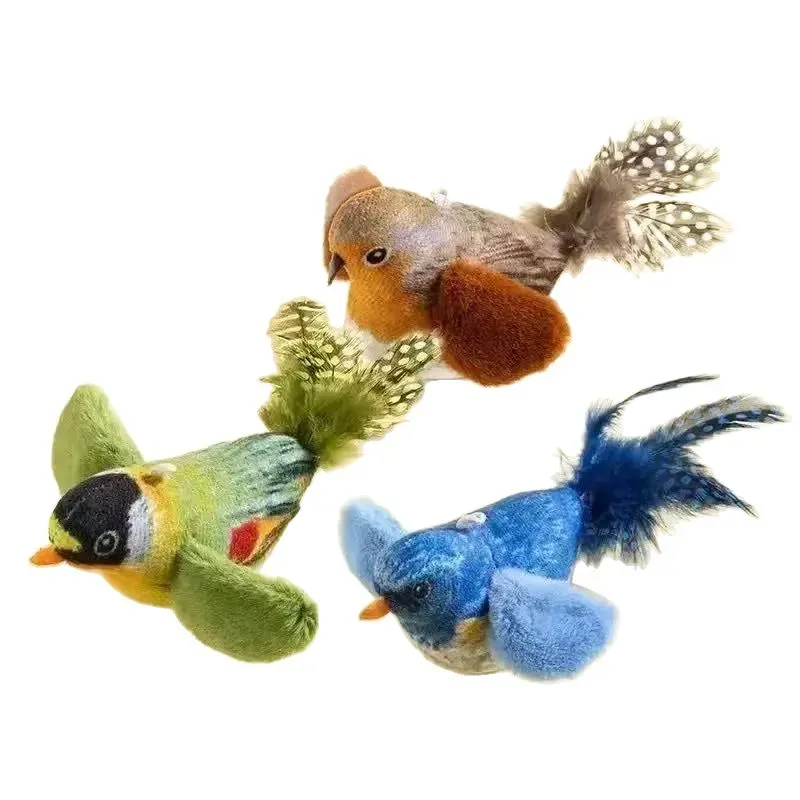 Jouet oiseau pour chat, vue complète