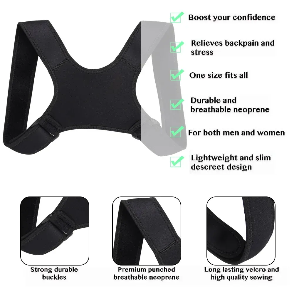 Correcteur de posture réglable pour hommes et femmes, soutien du dos, de la clavicule et des épaules 3