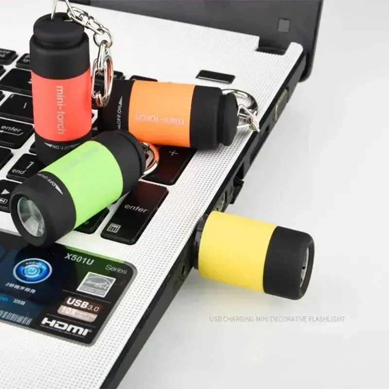 Mini lampe torche LED rechargeable par USB, étanche, avec porte-clés, pour la maison, la randonnée et le camping 4